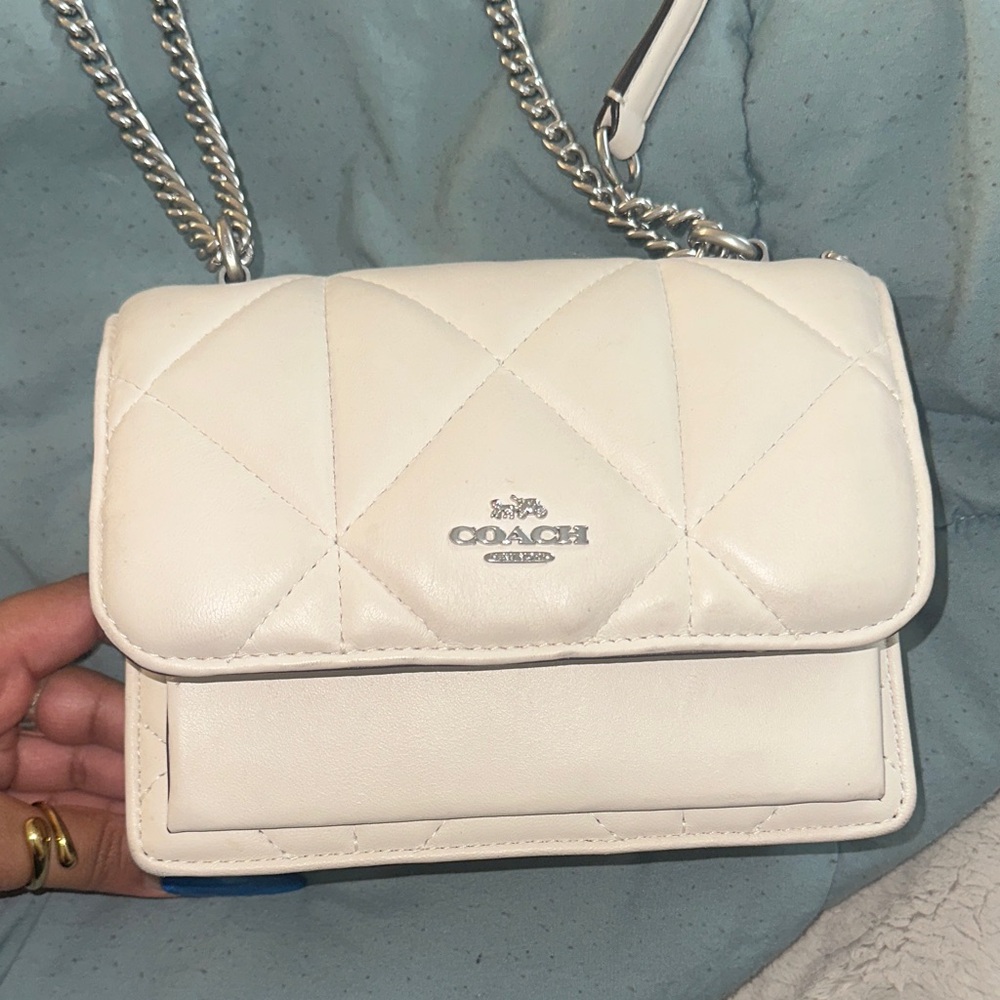 Coach Diamond Quilted Crossbody with Silver Chain
